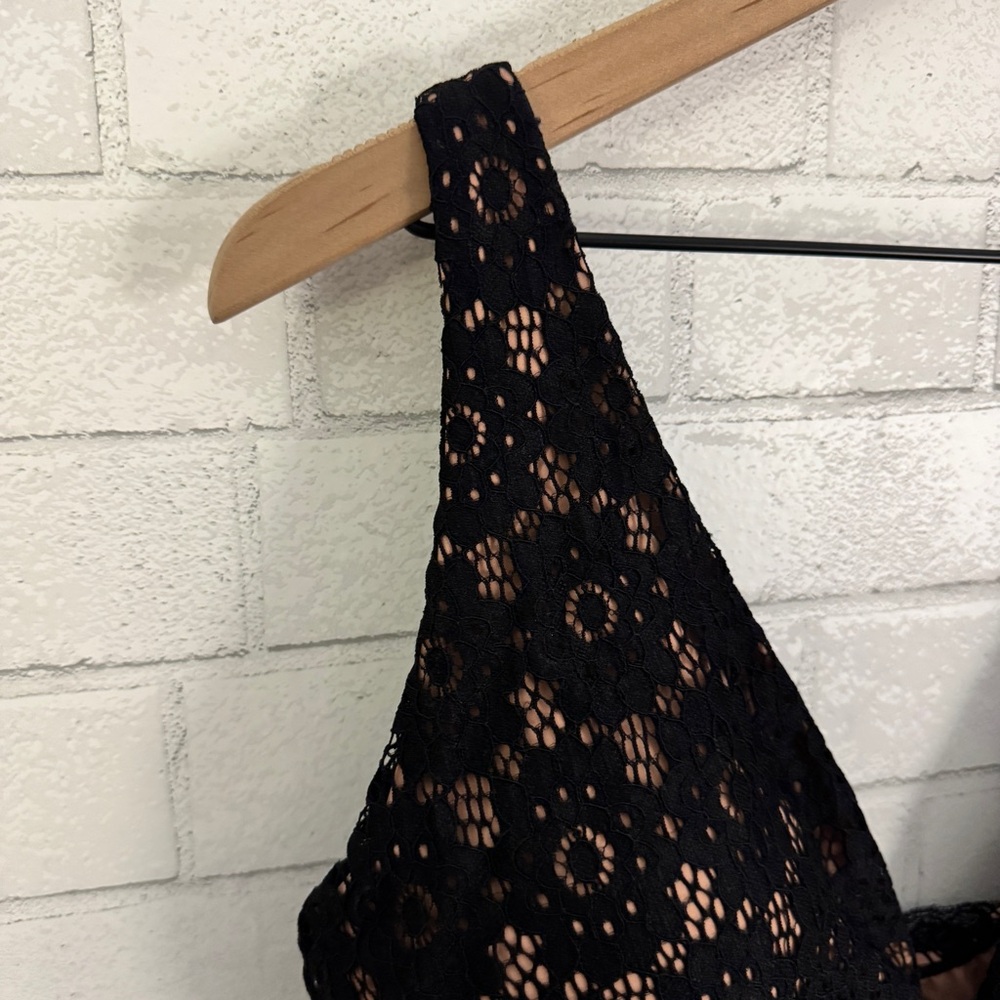 SWIMSUITS FOR ALL Black Lace Plunge One Piece Swimsuit - Picture 6 of 12